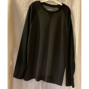 Orvis Mens Basic T-Shirt Black Heathered Raglan Long Sleeve Crew Neck Stretch XL